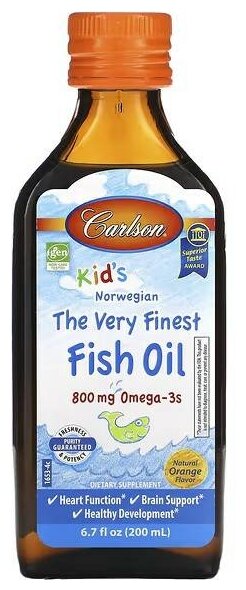 Kid’s The Very Finest Fish Oil д/вн. приема фл., 800 мг, 200 мл, 410 г, апельсин