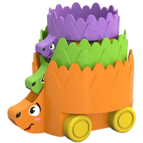 Развивающая игрушка нордпласт Пирамидка на колёсах Ёжики Н-480558 каталка игрушка нордпласт ежики 480558 оранжевый зеленый фиолетовый