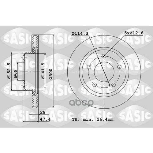 Диски Тормозные Комплект 2Шт Hyundai I30 Fd, Gd 6106224 Sasic арт. 6106224