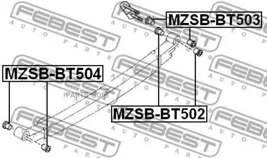 FEBEST MZSB-BT503 Втулка задней рессоры задняя FORD EVEREST EP 2009- FEBEST MZSB-BT503