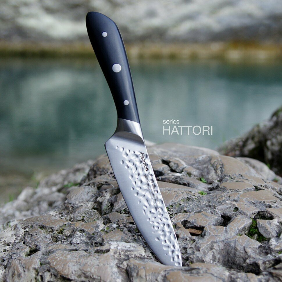 Нож Fissman HATTORI Поварской 15 см hammered (420J2 сталь) (2530) - фотография № 4