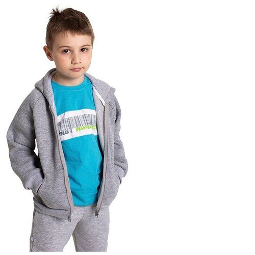 Куртка детская для мальчика, серая, теплая, футер 3-х нитка, рост 122-128, на 6 лет