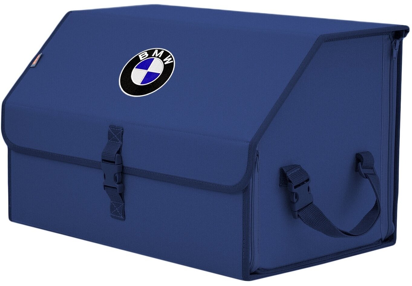 Органайзер-саквояж в багажник "Союз" (размер L). Цвет: синий с вышивкой BMW (БМВ).