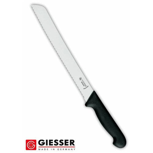 Giesser 8355 w 21 см - Нож для хлеба, волнистое лезвие, черная рукоятка