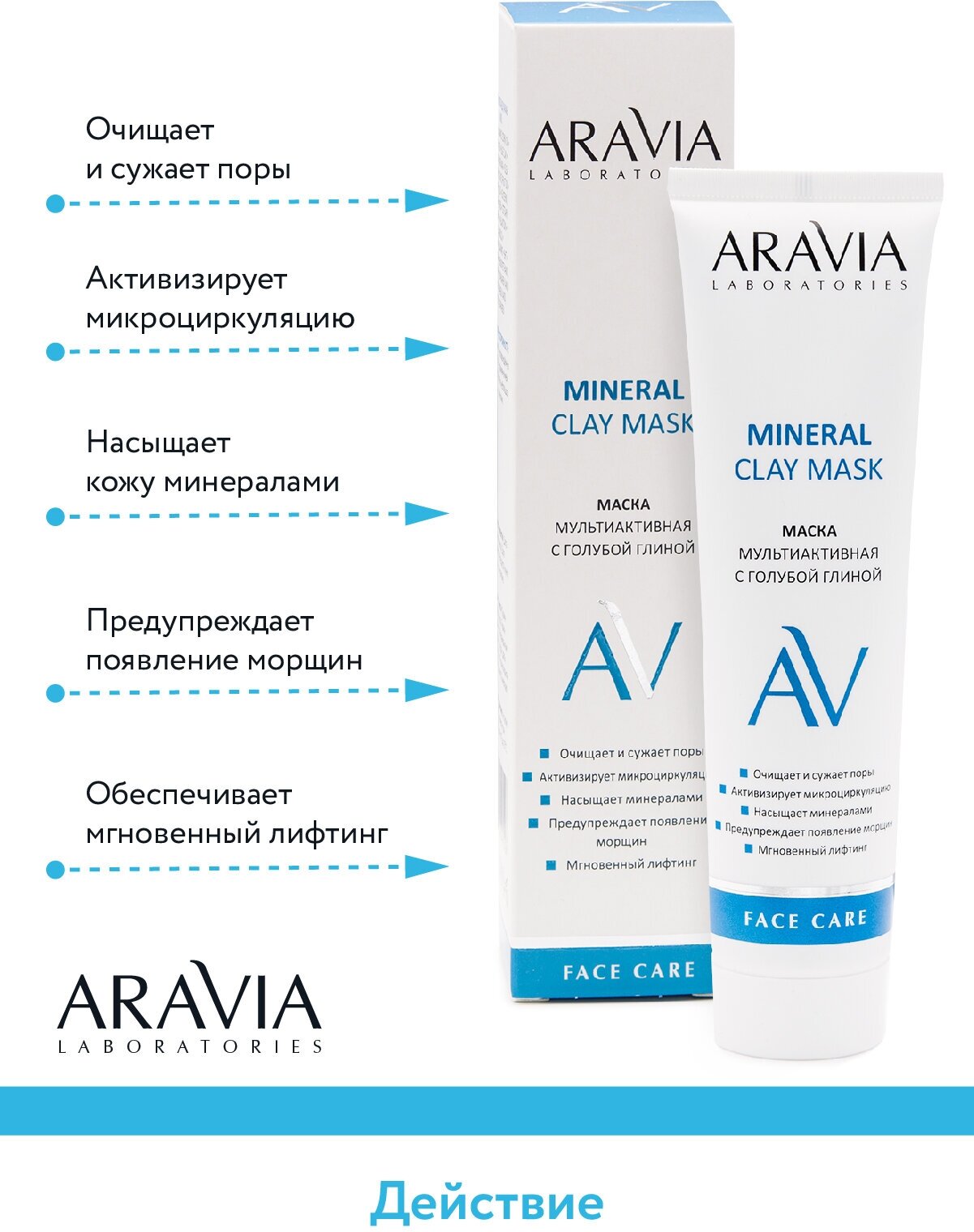 Aravia professional Маска мультиактивная с голубой глиной Mineral Clay Mask, 100 мл (Aravia professional, ) - фото №5