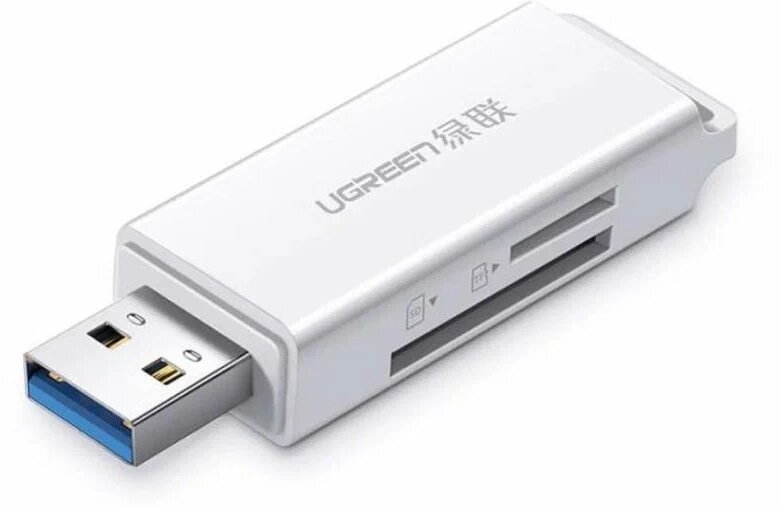 Карт-ридер Ugreen CM104 USB 3.0 to TF + SD Dual Card Reader White 40753