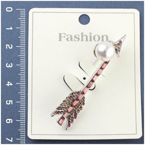 фото Брошь fashion jewelry, бижутерный сплав, металл, серебряный, розовый