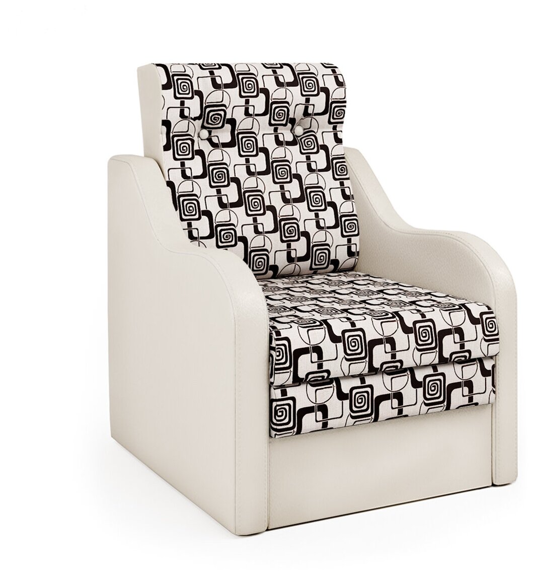 Кресло-кровать Классика В экокожа беж и ромб