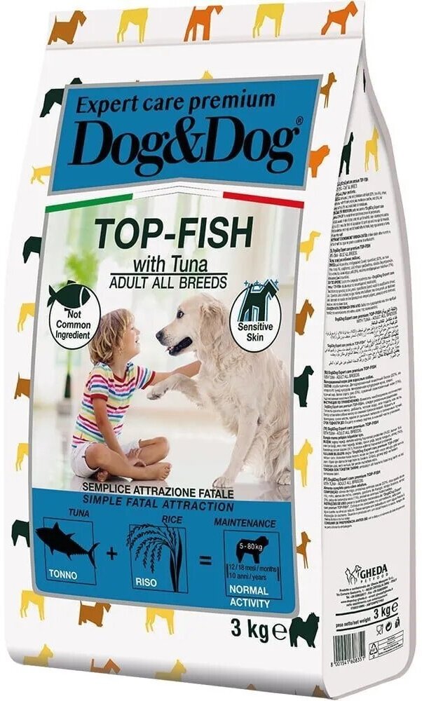 Сухой корм Dog&Dog Expert Premium Top-Fish с тунцом для взрослых собак 3 кг