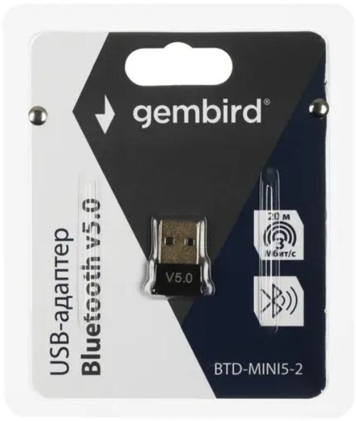 Контроллер GEMBIRD Bluetooth BTD-MINI5-2, ультратонкий корпус, v.5.0, 10 метров, USB