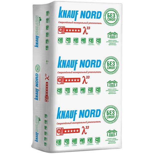 Утеплитель Knauf Nord 50х600х1250 мм 9 кв. м утеплитель 100 мм knauf тисма 600х1200 мм 4 32 м²