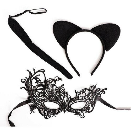Карнавальный костюм взрослый «Женщина - кошка», ободок, хвостик, маска карнавальный костюм взрослый виксен 3 предмета ободок нос хвостик