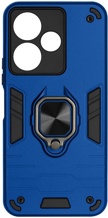 Защищенный чехол с металлической пластиной для магнитного держателя и кольцом для Infinix Hot 30i DF inArmor-06 (dark blue)