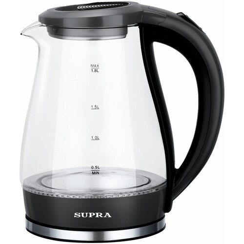 Чайник Supra KES-1855G черный/прозрачный (стекло) электрический чайник supra 1 8л 1500вт черный корпус стекло