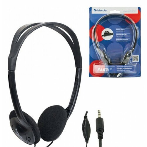 Наушники DEFENDER Aura 101 проводные 18 м накладные черные 63101 983₽