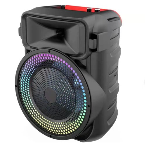 Колонка беспроводная Rapture-777 Микрофон для караоке Bluetooth MicroSD-карта USB AUX FM радио RGB черная 435600₽