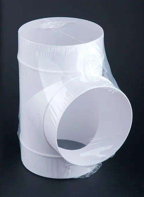 Тройник круглый 100 мм, для пластиковых воздуховодов, 2 шт, 131-2, белый, воздуховод, ПВХ - фотография № 2