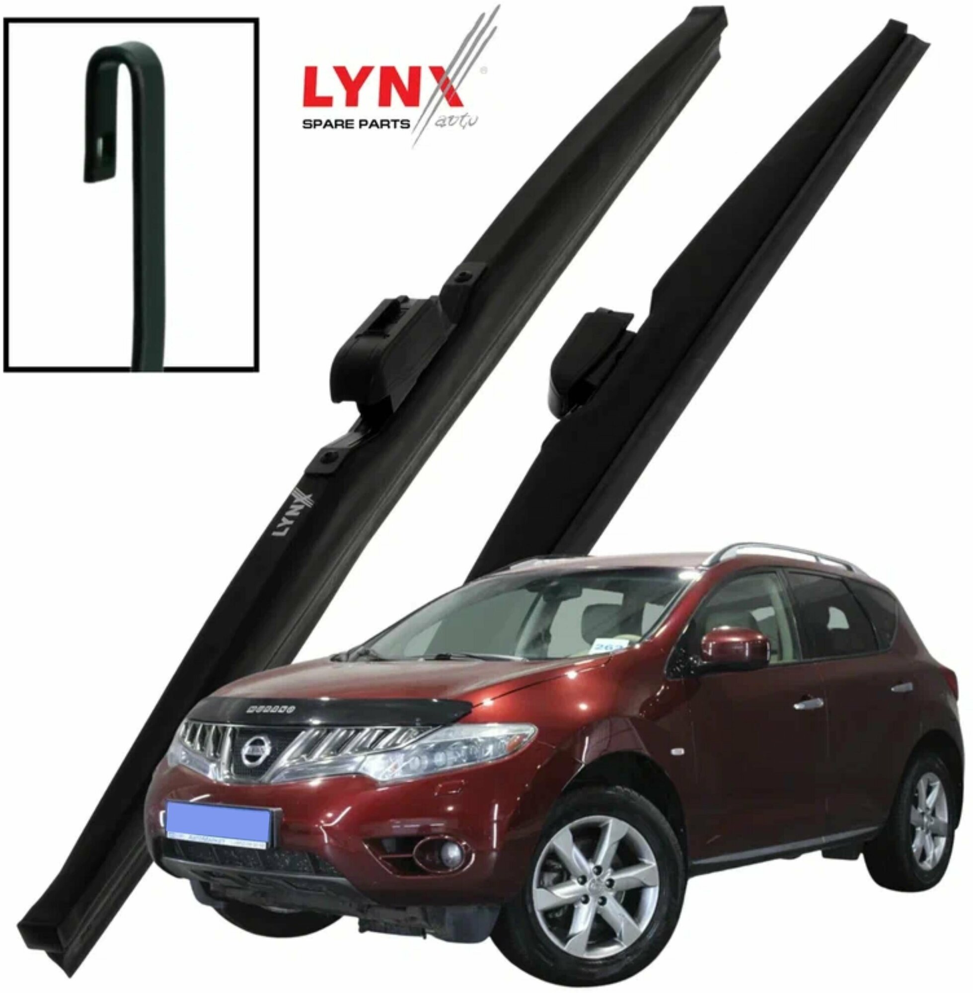 Дворники Nissan Murano (2) Z51 Ниссан Мурано 2007 2008 2009 2010 Щетки стеклоочистителя зимние LYNXauto 650мм-400мм к-т 2шт.