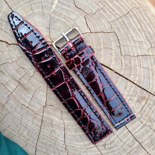 фото Ремешок для часов кожа бордовый 18 мм bestrus