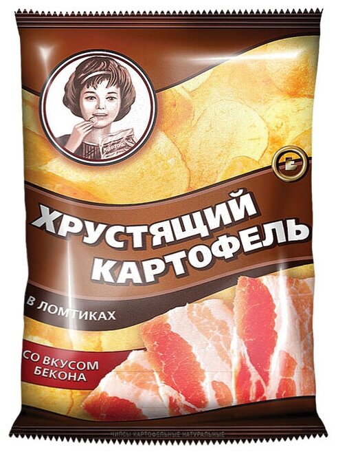 Хрустящий картофель, чипсы со вкусом бекона, произведены из свежего картофеля, 40 г