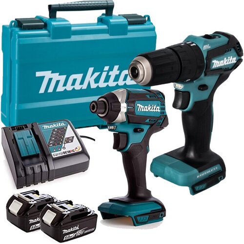 Набор Makita DLX2221ST: ударная дрель-шуруповерт, компактный ударный шуруповерт, 2 АКБ и ЗУ в кейсе