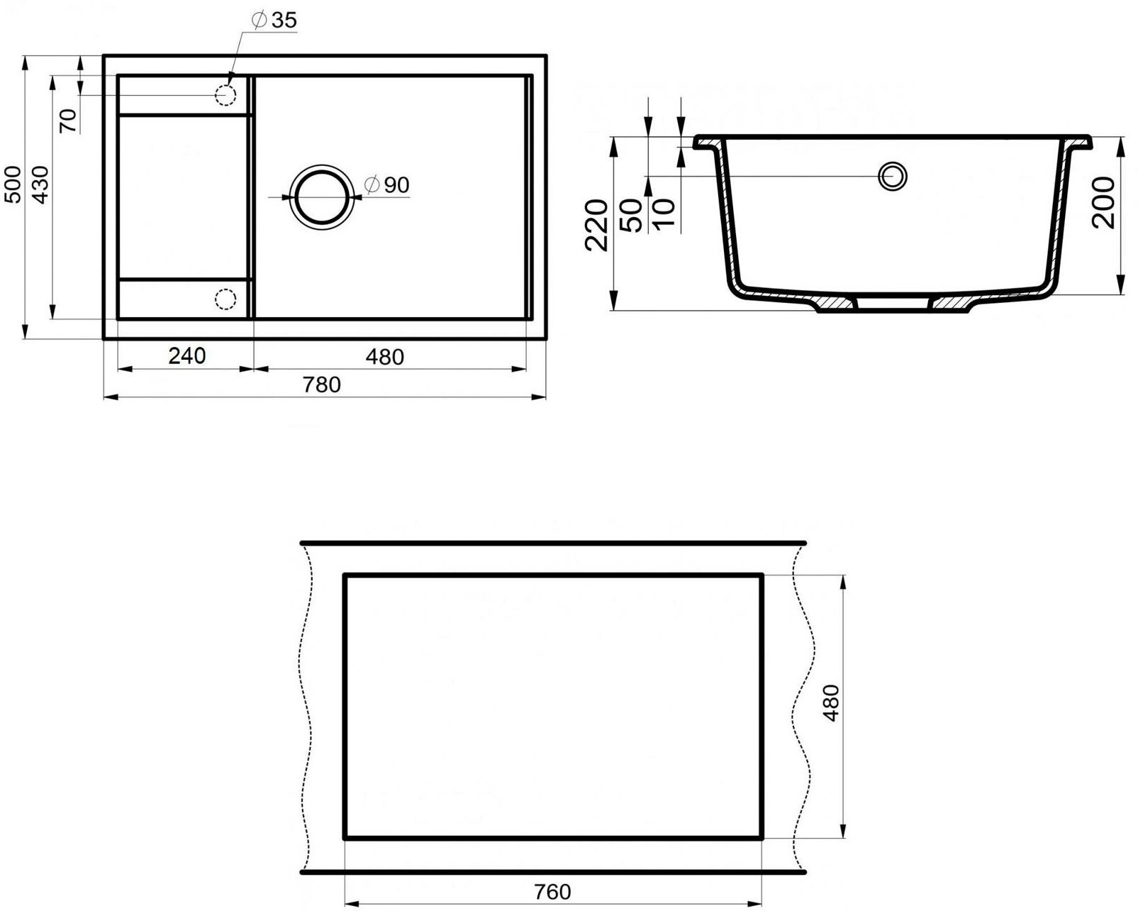 Мойка кухонная Point Велета 78 PN3002GR, графит - фотография № 2