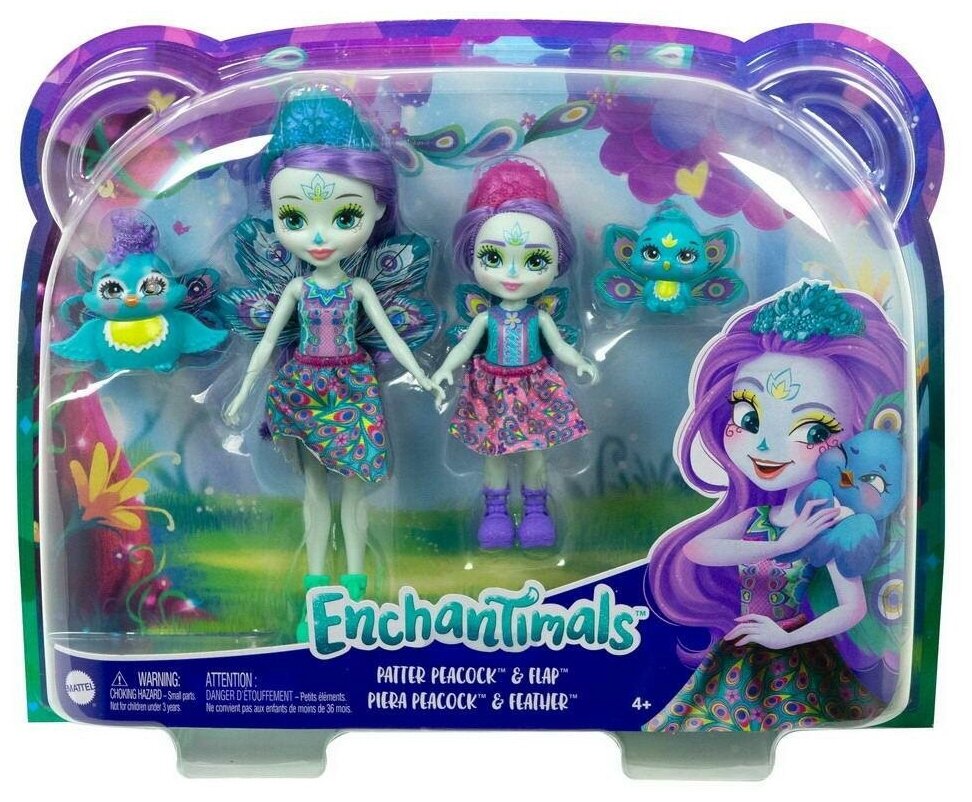 Игровой набор Mattel Enchantimals Пэттер Павлина с сестричкой и питомцами