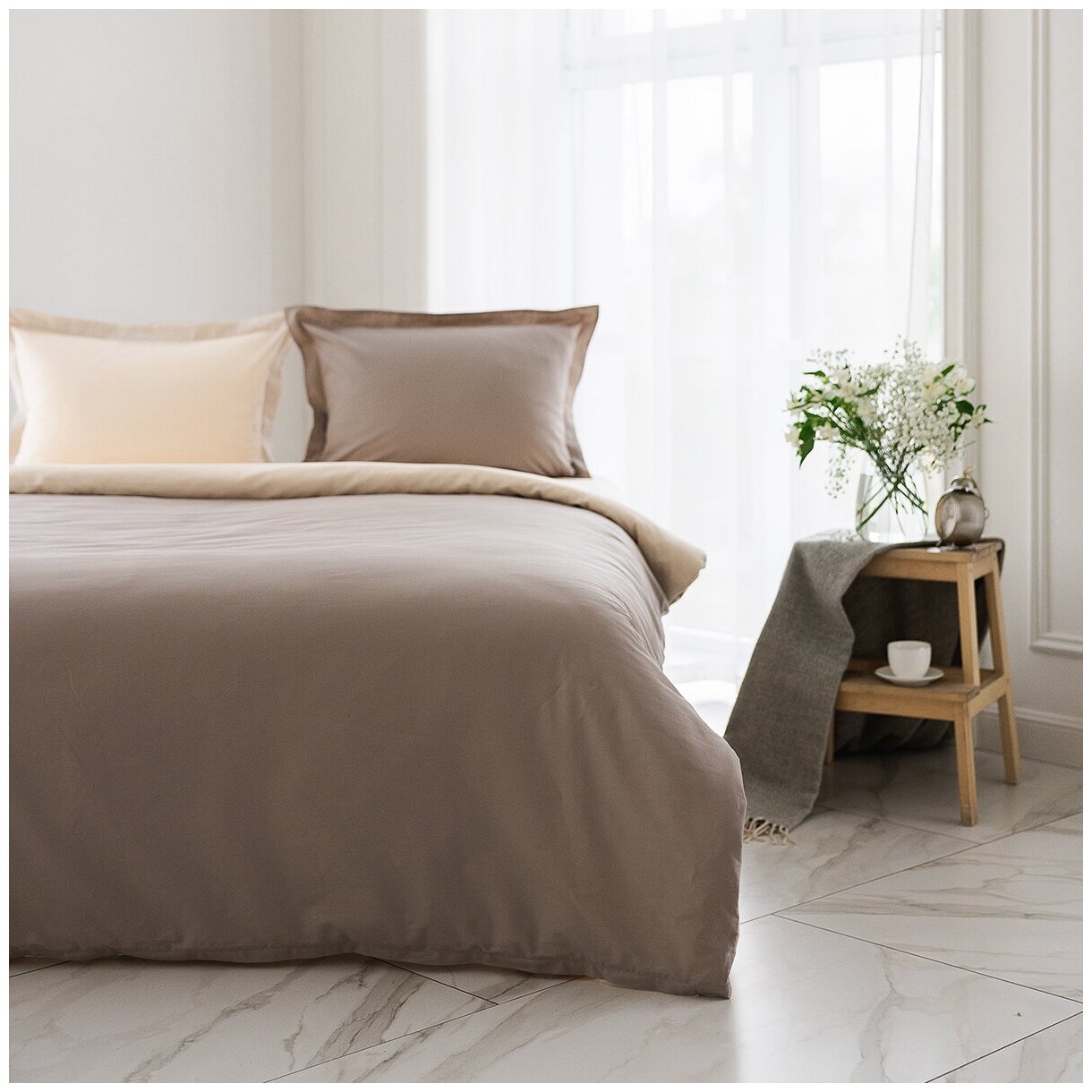 Комплект постельного белья La Prima постельное белье FUSION сатин двусторонний мускат, размер Семейный (145x215см - 2)
