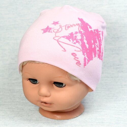 шапка solorana весенняя для девочки р54 светло розовая Шапка бини AlbiNat, размер 48-50, розовый
