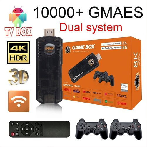 Игровая приставка ТВ приставка 2в1 64Gb TV-BOX Game Box 5G 8K UltraHD SET-TOP Box консоль с двумя геймпадом 389000₽