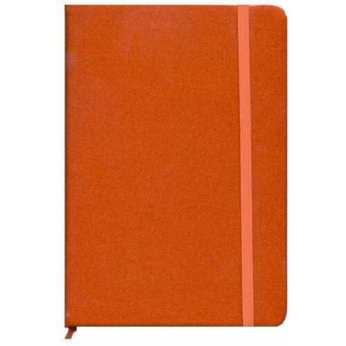 Ежедневник недатированный А5 кожзам линейка 272 страниц (с эластичной резинкой-держателем) (блестки) глянцевый Оранжевый (п/упаковка) (11512)