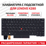 Клавиатура (keyboard) 01YP222 для ноутбука Lenovo IBM ThinkPad X280, A285, Lenovo L13 Yoga, ThinkPad X390, X395, черная с подсветкой и указателем - изображение