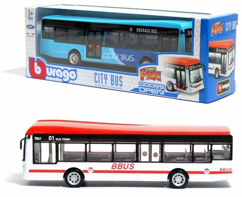 Автомодель Bburago City Bus Автобус, голубой (18-32102) - фото №12