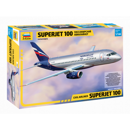 Сборная модель ZVEZDA Региональный пассажирский авиалайнер Superjet 100 (7009) 1:144