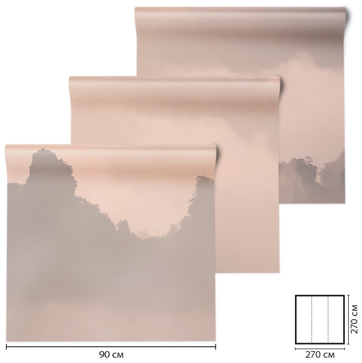 Фотообои "Горы и лес в тумане" флизелиновые, 2,70 x 2,70 м (Flizelini 2047-3F) - фотография № 3