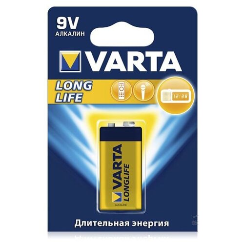 Батарейка алкалиновая Varta Energy, 6LR61-1BL, 9В, крона, блистер, 1 шт. батарейка алкалиновая varta energy 6lr61 1bl 9в крона блистер 1 шт 1 шт