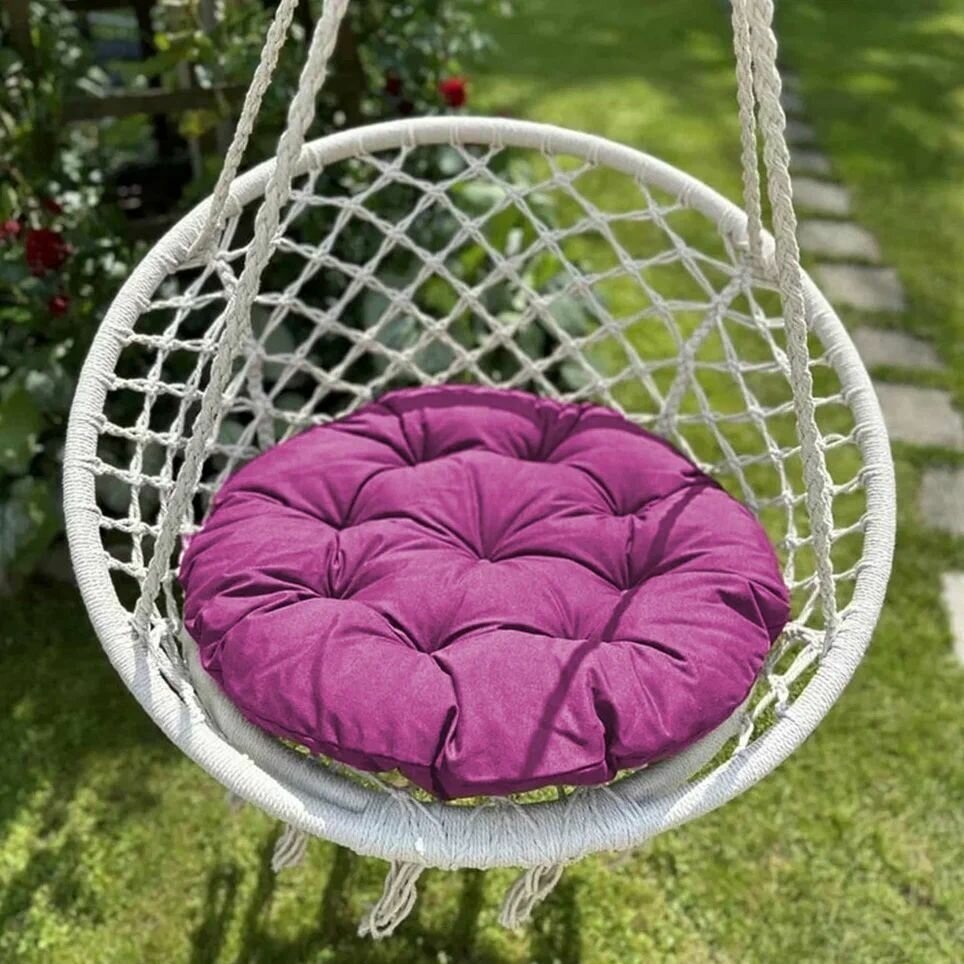 Круглая подушка для садовых качелей Билли, напольная сидушка 60D, фуксия - фотография № 2