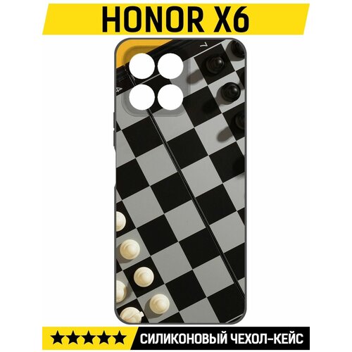 Чехол-накладка Krutoff Soft Case Шахматы для Honor X6 черный чехол накладка krutoff soft case шахматы для honor 90 черный