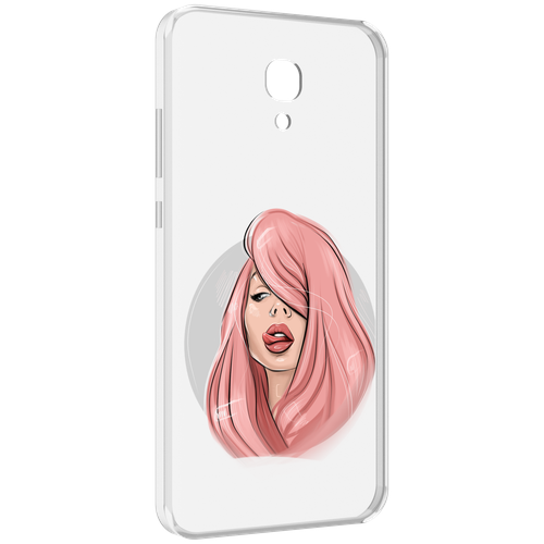 Чехол MyPads лицо-девушки-с-розовыми-волосами женский для Meizu M6 (M711Q) задняя-панель-накладка-бампер