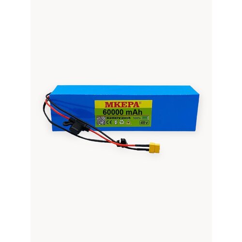 Аккумулятор 18650, 48V, 60Ah, для электровелосипедов, с BMS, XT60 и DC, синий