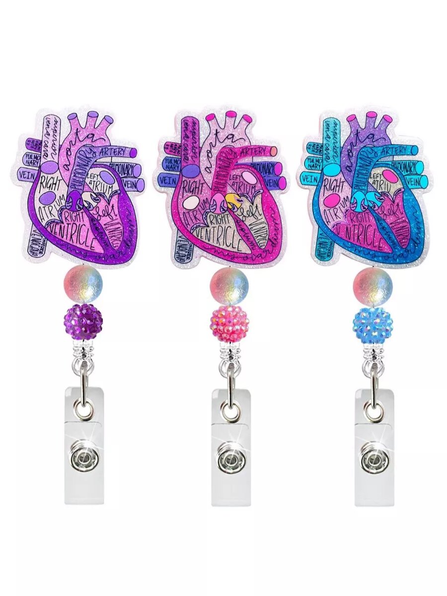 Насадка на бейдж PRELESTI "Сердце", для кардиологов, цвет голубой лед — фото 1