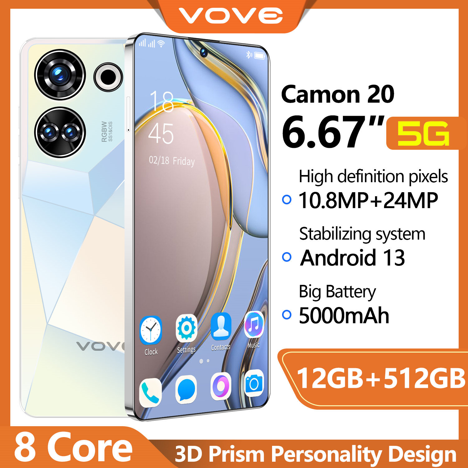 VOVE Full Screen HD Camon 20 12/512GB,6.74 IPS, русский