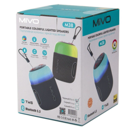 Портативная Bluetooth колонка Mivo M38 10 Вт RGB IPX6 FM