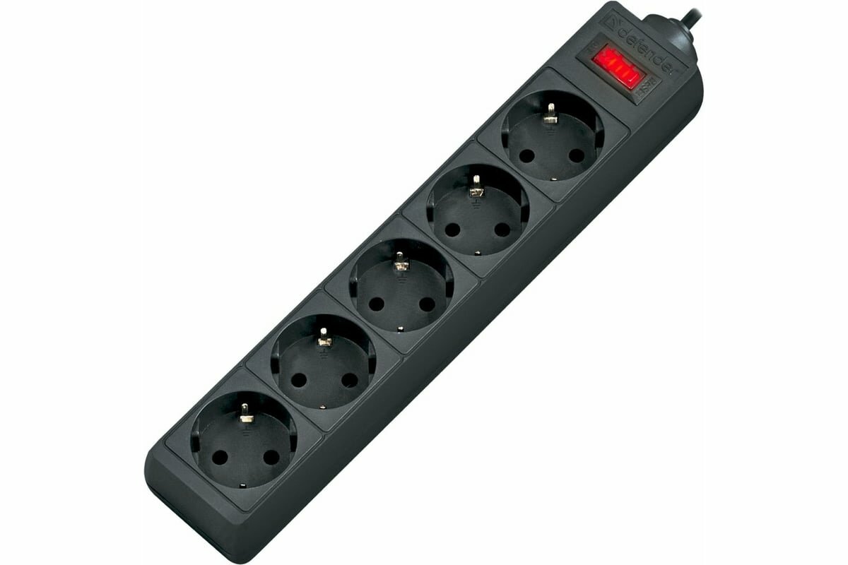 Defender Сетевой фильтр ES 5 5 м, черный, 5 розеток 99486
