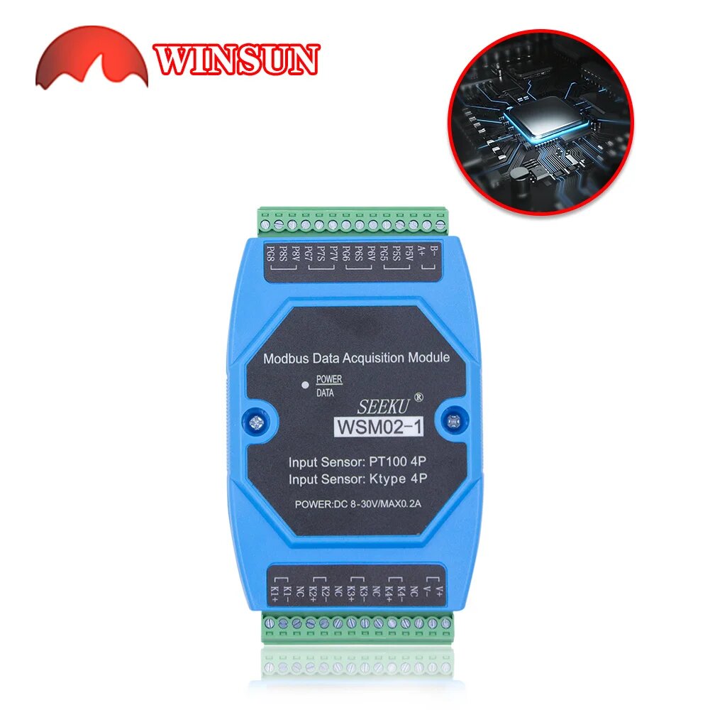 Модуль сбора температуры SEEKU WSM02 Modbus rtu K/PT100