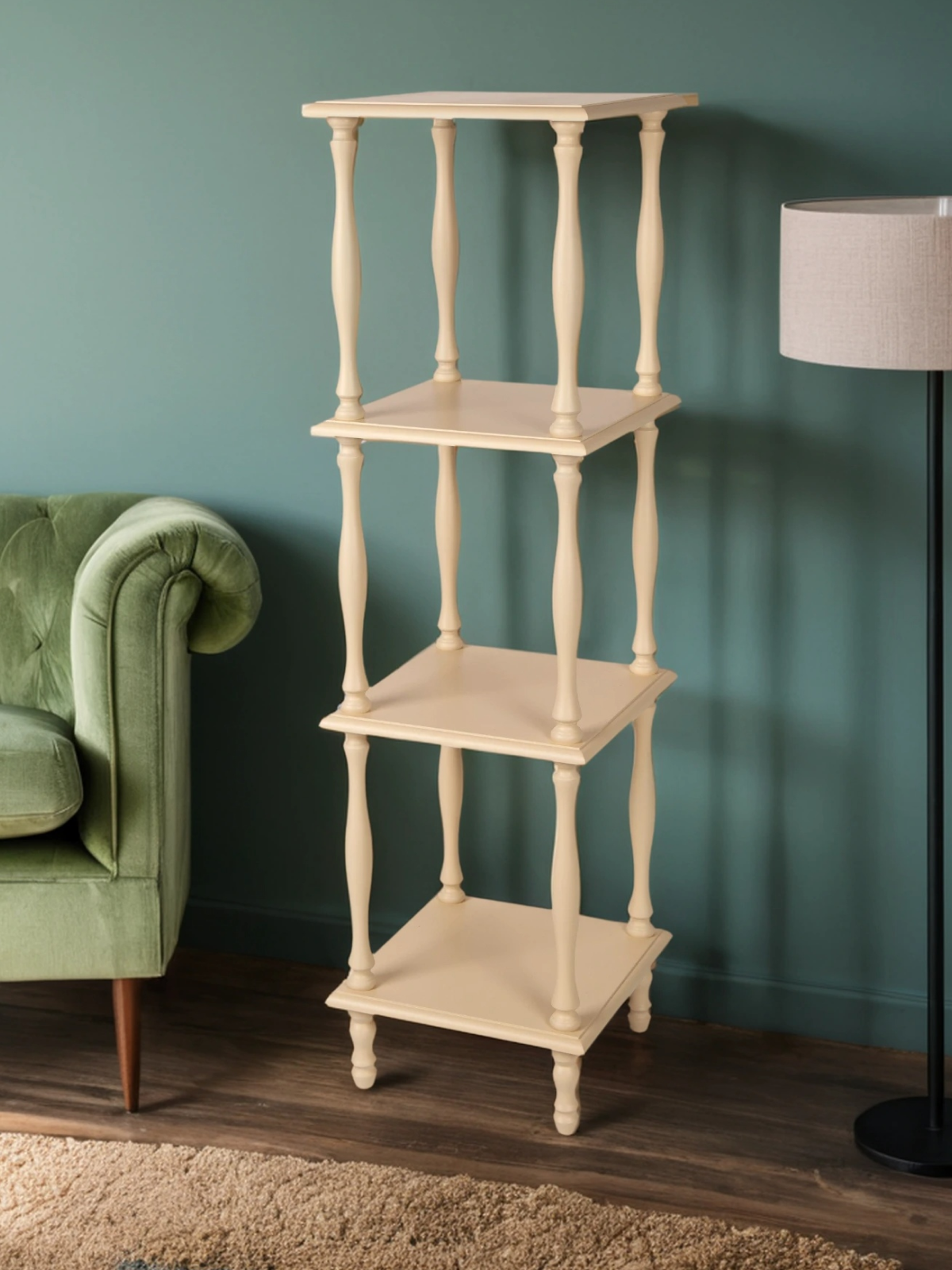 Этажерка PRIME 4 секции МДФ/Массив дерева слоновая кость 34х34х123см