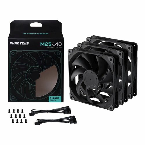 Вентиляторы для корпуса PHANTEKS M25 Black 140мм 3шт Черные для кулера для СЖО 2413₽