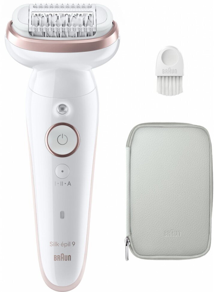 Эпилятор и электробритва для женщин Braun S9 SES 9-000 Flamingo SmartTouch, тип 5380, белый/розовый, с косметичкой