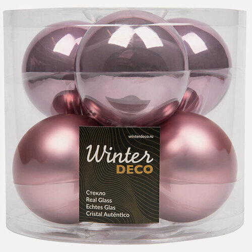 Изображение товара Набор стеклянных шаров 8 см светло-лиловый mix, 6 шт, Winter Deco, 2000269