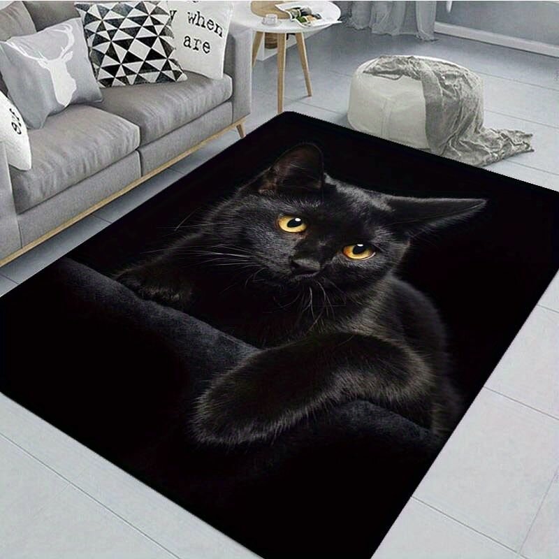 3D - черное животное кошачий рисунок противоскользящий ковер, Размер 120x160cm.3D Ковровый пол в гостиной